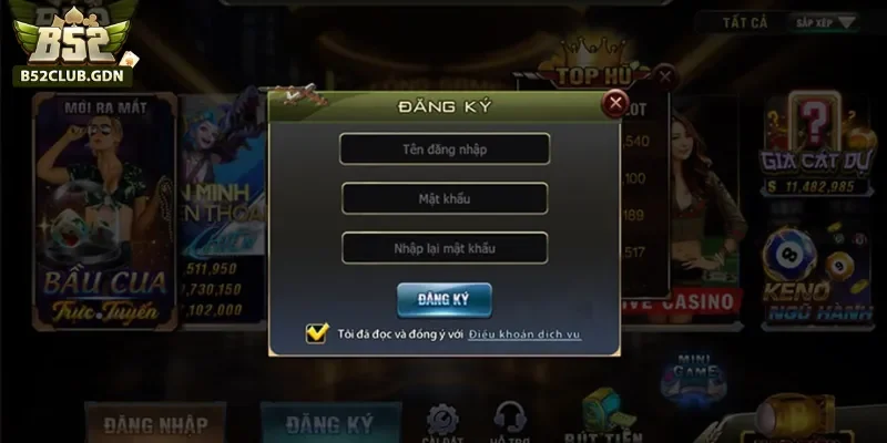 Hướng dẫn trong đăng ký – đăng nhập B52